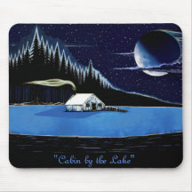 "Cabine au bord du lac" design Mousepad.