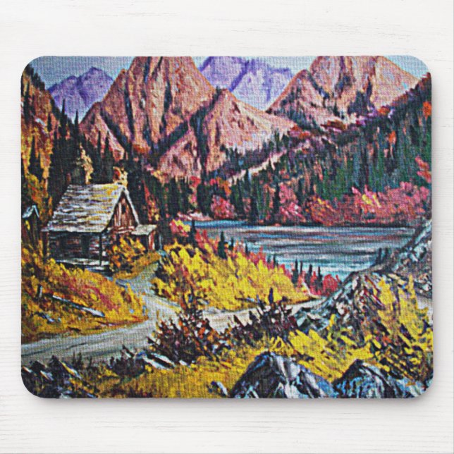Tapis De Souris Cabine par la peinture à l'huile du lac (Devant)
