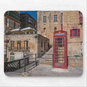 Tapis De Souris Cabine téléphonique rouge à La Valette Malte