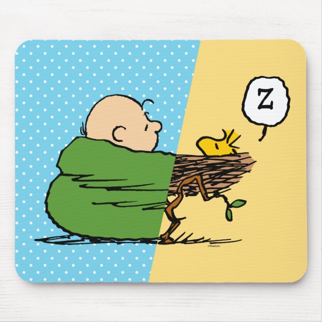 Tapis De Souris cacahuètes | Charlie Brown & Woodstock Half & Half (Devant)