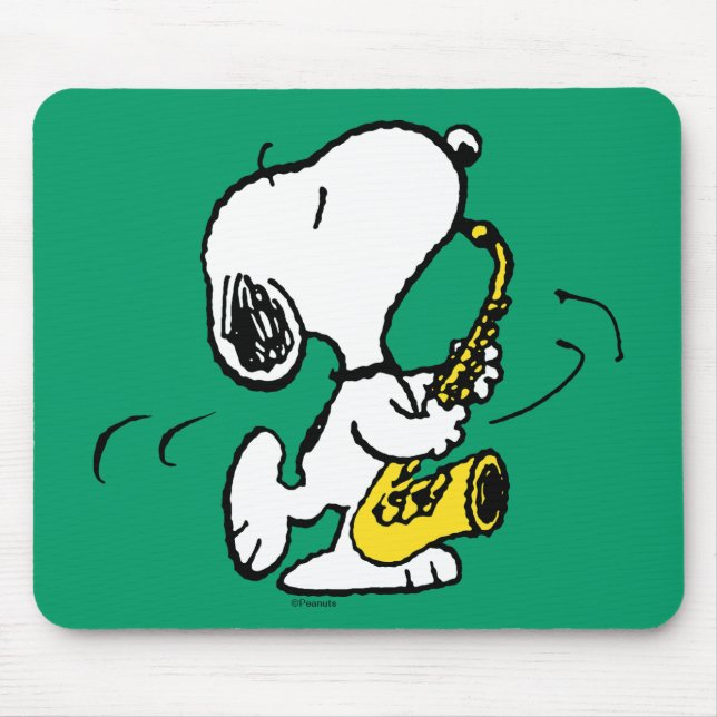 Tapis De Souris cacahuètes | Lecteur Snoopy Saxophone (Devant)