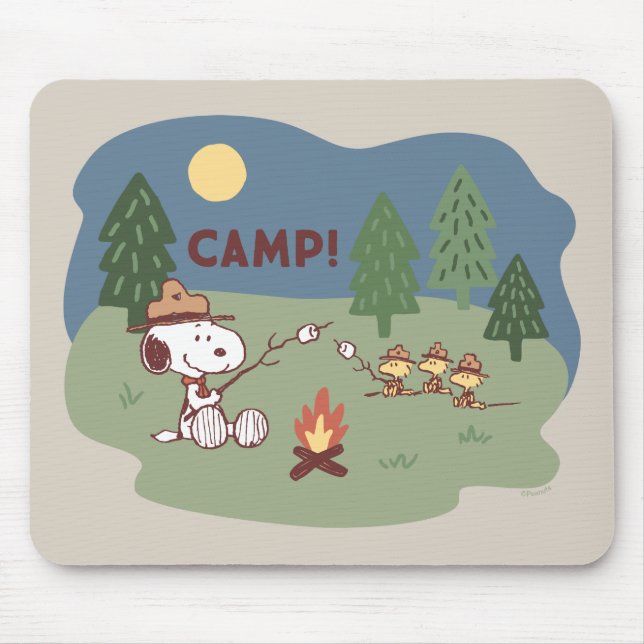 Tapis De Souris cacahuètes | Snoopy & Woodstock au feu de camp (Devant)