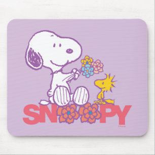 Tapis De Souris cacahuètes   Snoopy & Woodstock Flowers