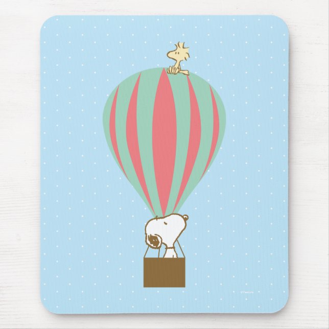 Tapis De Souris cacahuètes | Snoopy & Woodstock Hot Air Balloon (Devant)