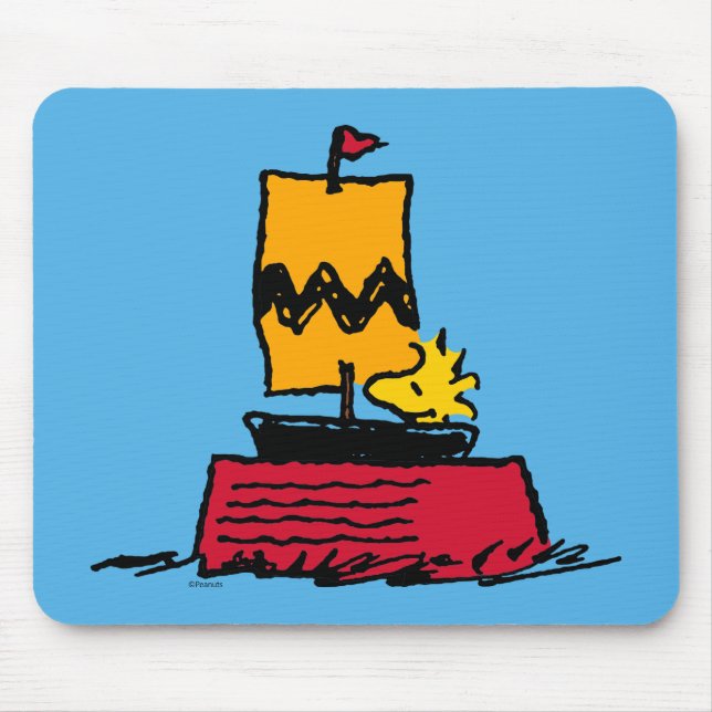 Tapis De Souris cacahuètes | Woodstock Snoopy Plat Bateau à voile (Devant)