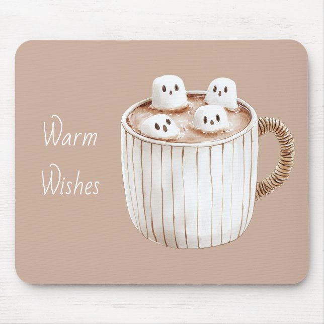 Tapis De Souris Cacao Souhaits Chauds Mug Brun Marshmallows (Devant)