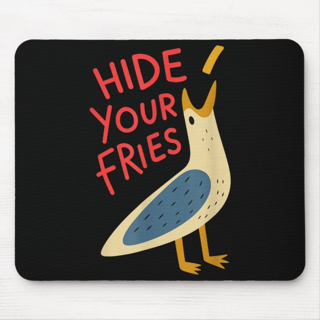 Tapis De Souris Cache Frites Mème Drôle Mouette Hommes Femmes Amou (Devant)