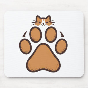 Tapis De Souris Cachet de chat mignon en Empreinte de patte - Illu