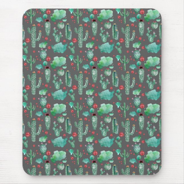 Tapis De Souris cactus and ladybutern pattern - black background (Devant)