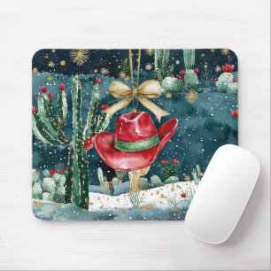 Tapis De Souris Cactus Chapeau de Cowboy Rouge Occidental