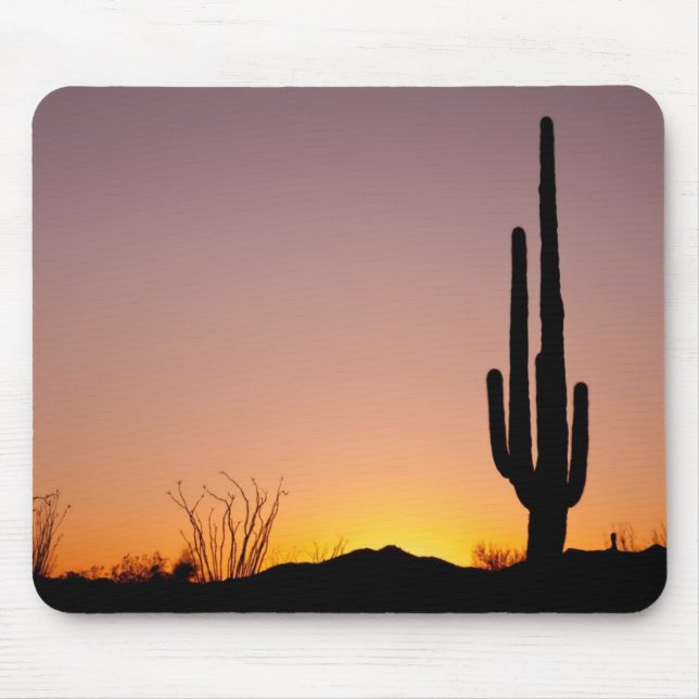Tapis De Souris Cactus de Saguaro au coucher du soleil (Devant)