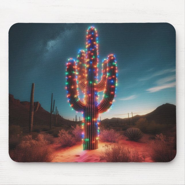 Tapis De Souris Cactus du désert du sud-ouest de Noël (Devant)