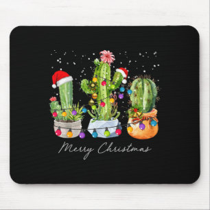 Tapis De Souris Cactus Noël Arbres de Noël Lumières Chapeau de Pèr