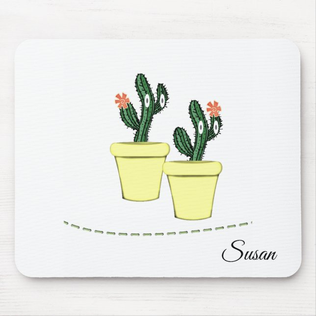 Tapis De Souris Cactus Pots Jaunes Pad Souris Floral! (Devant)