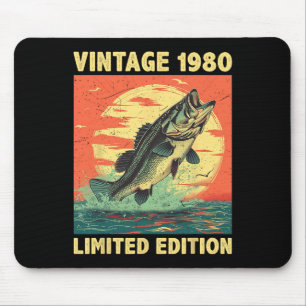 Tapis De Souris Cadeau âgé de 45 ans 1980 Pêcheur Poisson 45e