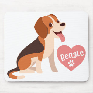 Tapis De Souris Cadeau Beagle mignon Drôle Cartoon Puppy Amoureux