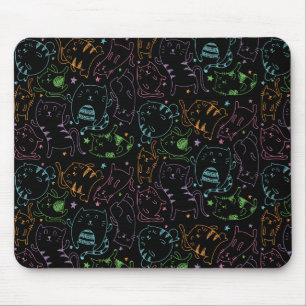Tapis De Souris Cadeau coloré de motif de bande dessinée de chat