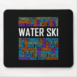 Tapis De Souris Cadeau d'amant de mots de ski nautique Cadeaux d'a