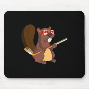 Tapis De Souris Cadeau d'animal mignon canadien Castor Feuille d'é