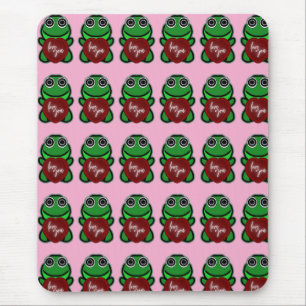 Tapis De Souris Cadeau de coeur de grenouille mignonne de l'amour 