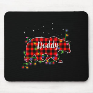 Tapis De Souris Cadeau de famille de pyjama de Noël à carreaux rou