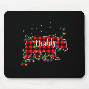 Tapis De Souris Cadeau de famille de pyjama de Noël à carreaux rou