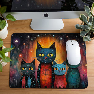 Tapis De Souris Cadeau de la famille de chats cosmiques