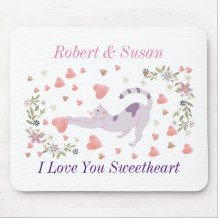 Tapis De Souris Cadeau de la Saint-Valentin de chat mignon personn