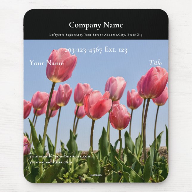 Tapis De Souris Cadeau de l'employé Mousepad Tulipes roses - HAMby (Devant)