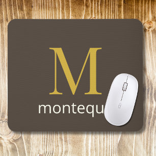 Tapis De Souris Cadeau de Luxe Personnalisé Nom Monogramme Or Taup
