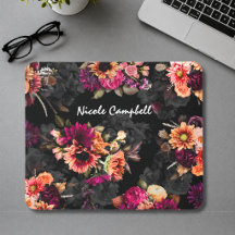 Cadeau de monogramme floral orange fuchsia élégant