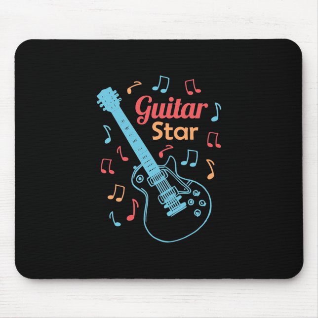 Tapis De Souris Cadeau de Noël | Étoile de guitariste fier (Devant)