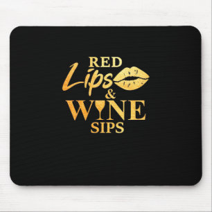 Tapis De Souris Cadeau de Noël   Lèvres Rouges et Gorgées de Vin