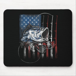 Tapis De Souris Cadeau de pêcheur de drapeau américain vintage Usa