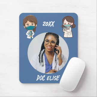 Tapis De Souris Cadeau de photo et nom de médecin mignon pour la n