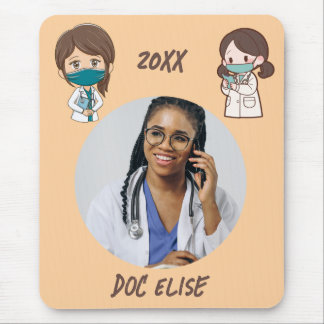 Tapis De Souris Cadeau de photo et nom de médecin mignon pour la n