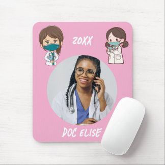 Tapis De Souris Cadeau de photo et nom de médecin mignon pour la n