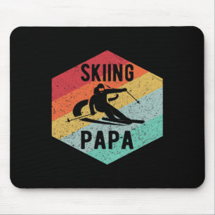 Tapis De Souris Cadeau de ski pour papa skieur rétro des années 70