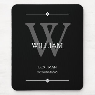 Tapis De Souris Cadeau de témoin de mariage Monogramme Chic Modern