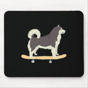 Tapis De Souris Cadeau drôle de chien husky sibérien en skateboard