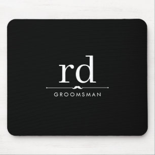 Tapis De Souris Cadeau Élégant Monogramme Noir et Blanc pour Garço