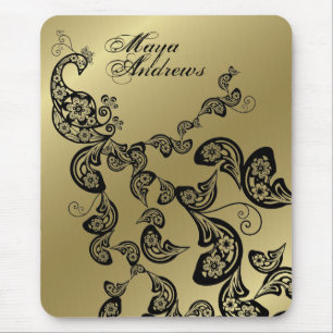 Tapis De Souris Cadeau fait sur commande Mousepad de paon d'or