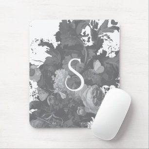 Tapis De Souris Cadeau floral noir et blanc
