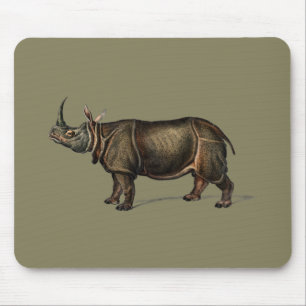 Tapis De Souris Cadeau Illustration de Rhino Indien vintage