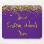 Tapis De Souris Cadeau personnalisé Purple Gold Assistant Annivers<br><div class="desc">cadeau d'anniversaire personnalisé gamer, cadeau d'anniversaire personnalisé pour elle, élégante parties scintillant nouvelle collègue de travail, grad graduation éclatante chic brillant, scintille doux 16 quinceanera 15e, purple or mousepad pavé souris, secrétaire de patron infirmière enseignante, mère de Noël petite amie maman, bureau accessoires fournitures rectangle, ordinateur maison bureau décor nom...</div>