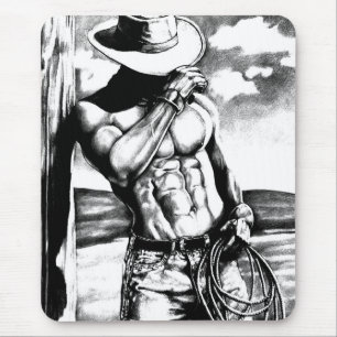 Tapis De Souris Cadeau Pour Lui Masculine Cool Cowboy Art Rustic