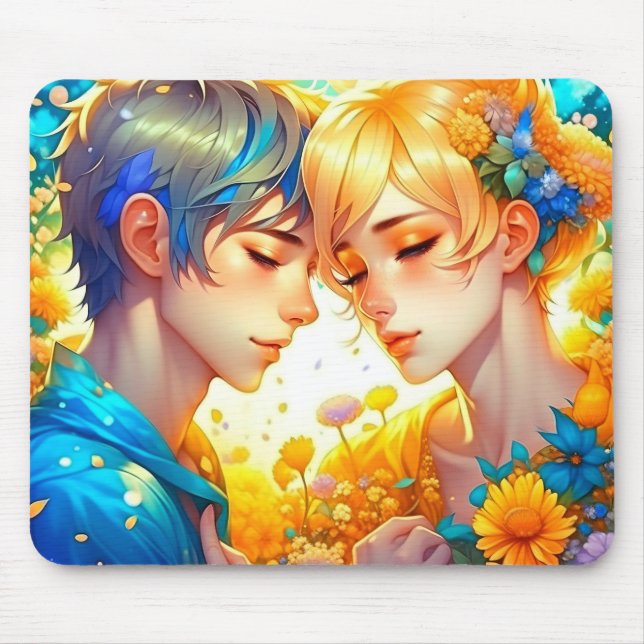 Tapis De Souris Cadeau romantique à deux | Anime Boy and Girl (Devant)