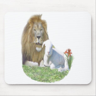 Tapis De Souris Cadeaux chrétiens Lion et agneau