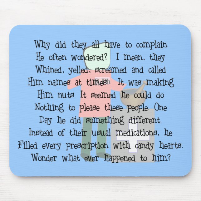 Tapis De Souris Cadeaux "coeur Rx d'art d'histoire de pharmacien (Devant)