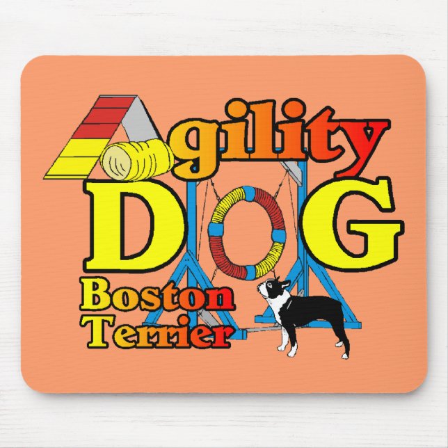 Tapis De Souris Cadeaux d'agilité pour Boston Terrier (Devant)